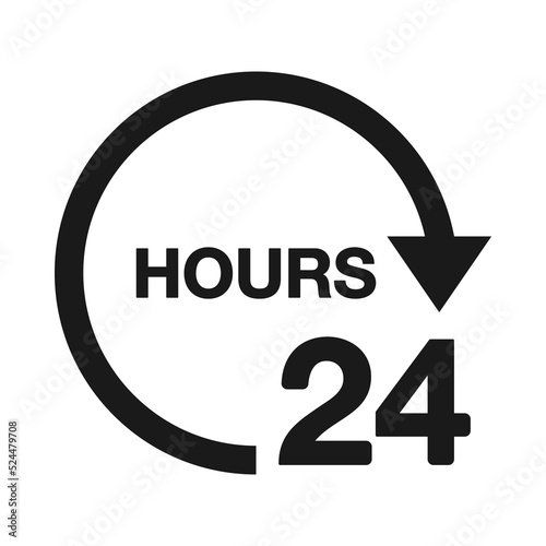 Time or Clock icon. 24 hours or Twenty four hour vector illustration