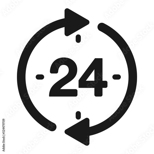 Time or Clock icon. 24 hours or Twenty four hour vector illustration