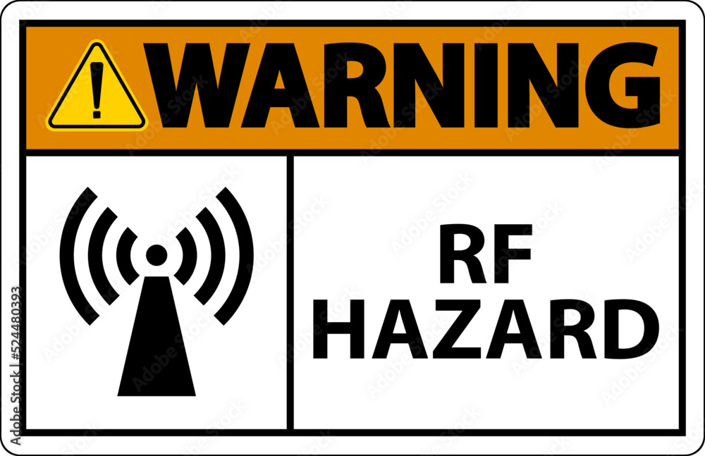 Warning RF Hazard Sign On White Background Warning RF Hazard Sign On White Background