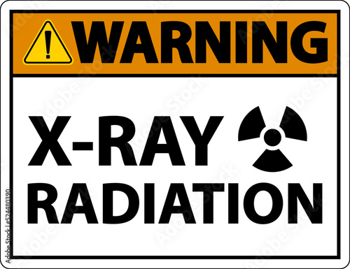 Warning X-Ray Radiation Sign On White Background
