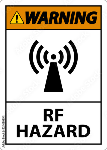 Warning RF Hazard Sign On White Background
