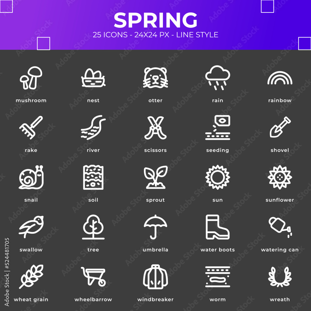 Spring Icon Pack With Black Style