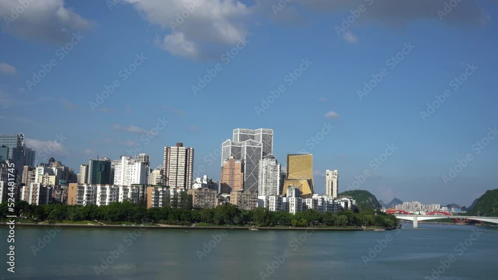 Aerial photography of modern architecture skyline on both sides of Liuzhou Liujiang River Aerial photography of modern architecture skyline on both sides of Liuzhou Liujiang River