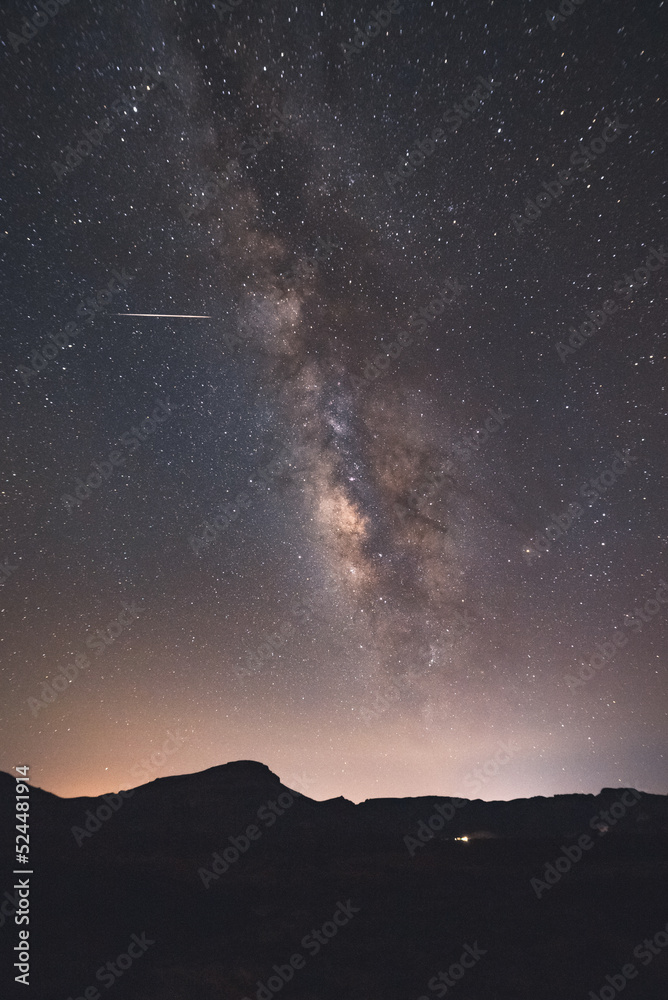 Meteor over Milky Way