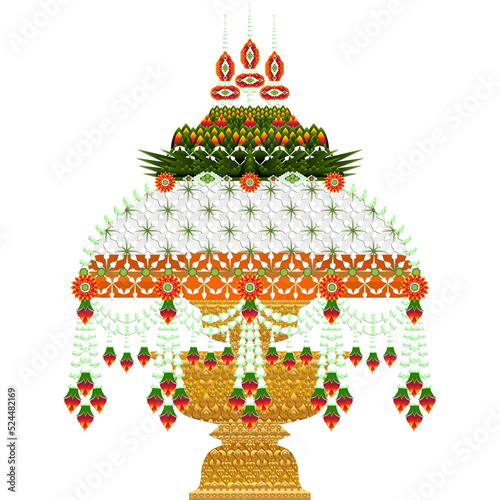 Thai Buddhist Monk robes with flower for Ordination ceremony in buddhist Thai monk ritual for change man to monk in ordination ceremony in buddhist in Thailand.