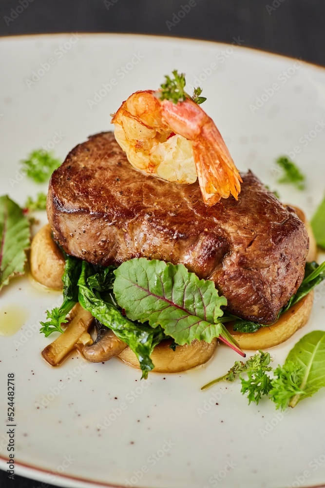 Pork, lamb or beef meatloaf with mushrooms, nuts, tomatoes and herbs. A dish from the chef for serving in a restaurant. Pork, lamb or beef meatloaf with mushrooms, nuts, tomatoes and herbs. A dish from the chef for serving in a restaurant.