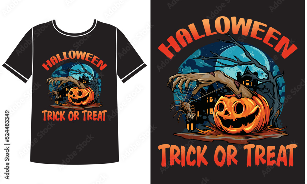 Halloween trick or treat t-shirt design concept