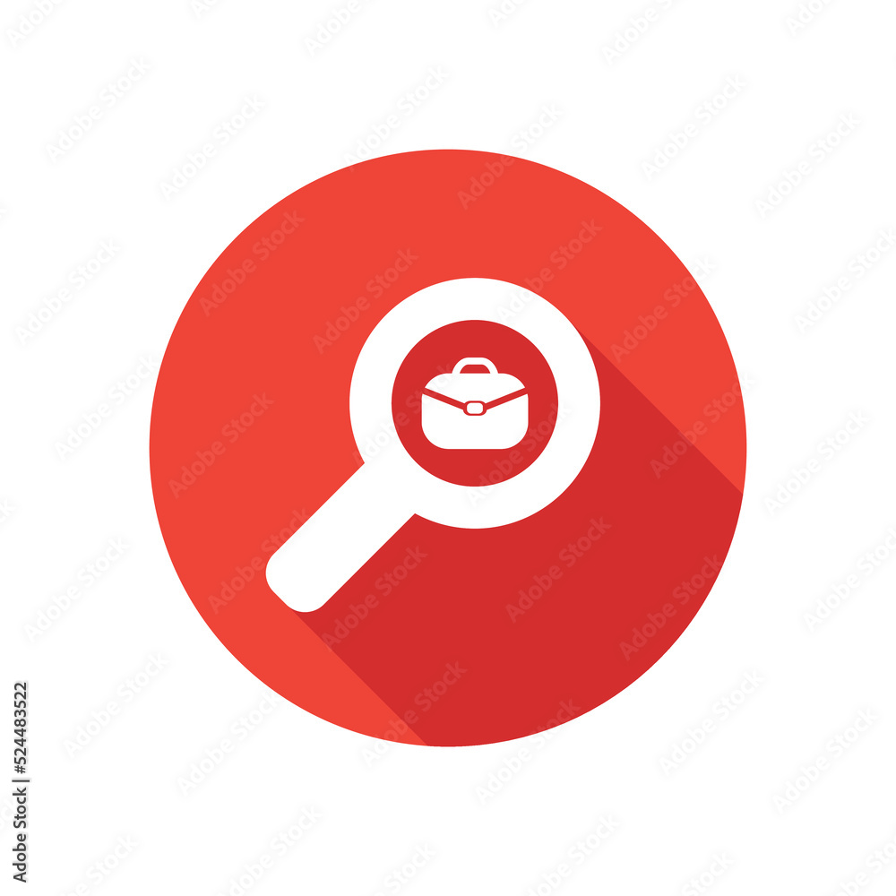 Search job icon with long shadow effect. Vector illustration. Search job icon with long shadow effect. Vector illustration.