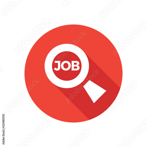 Free Download Button circle with search job icon in red color. Vector illustration. - GFXLoad