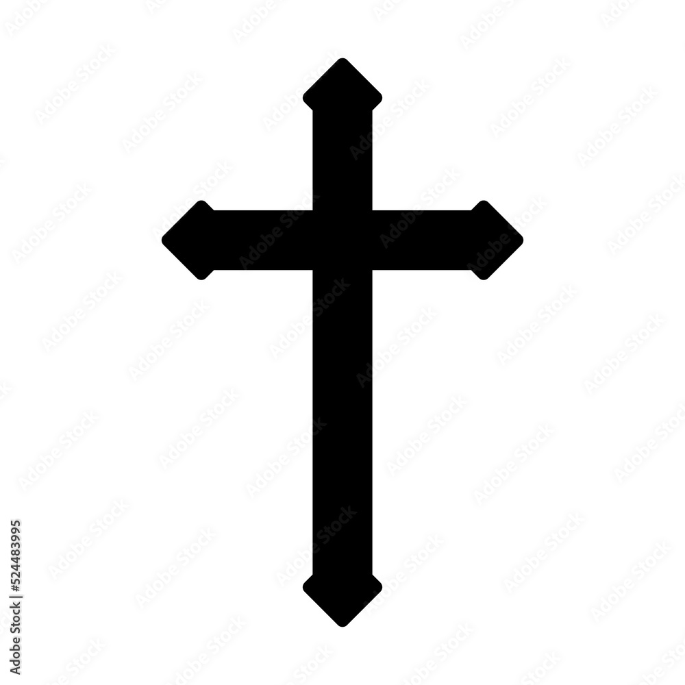 Religion cross icon. Black christian cross symbol illustration