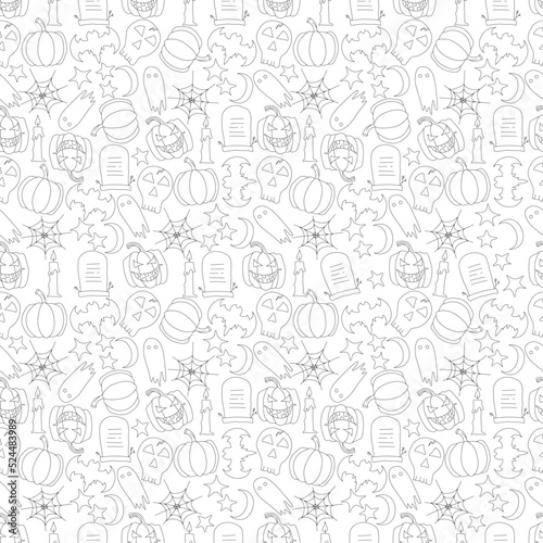 Seamless halloween pattern. Doodle vector halloween background