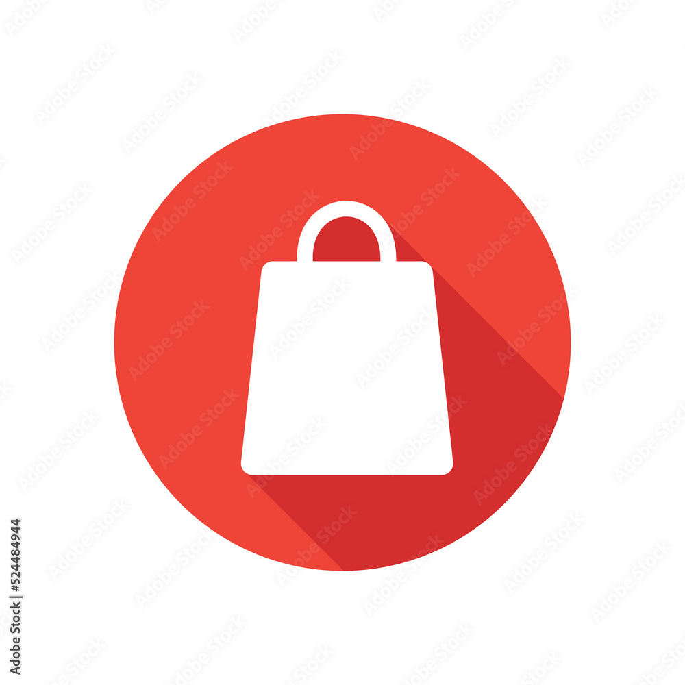 Shopping bag icon with long shadow effect. Vector illustration. Shopping bag icon with long shadow effect. Vector illustration.
