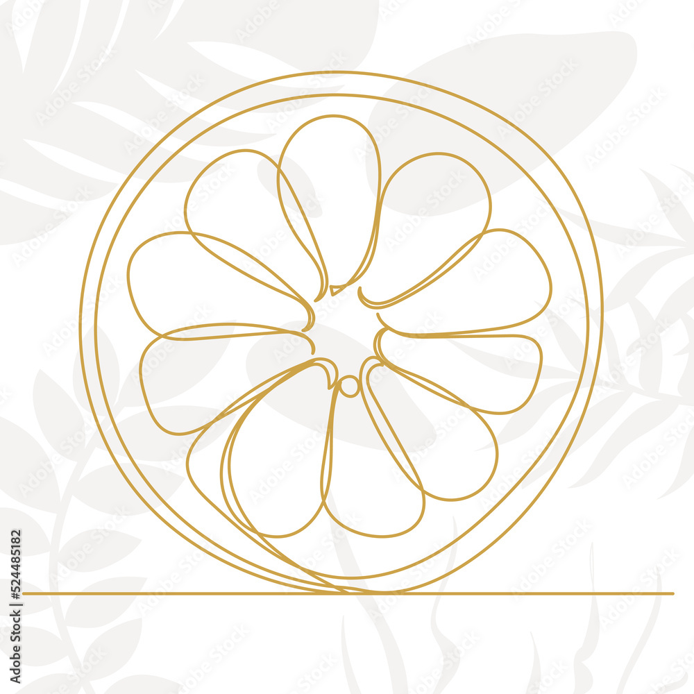 orange drawing by one continuous line, vector