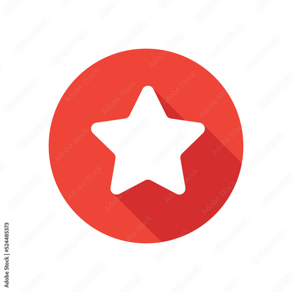 Star flat icon on round button in long shadow style. Star flat icon on round button in long shadow style.