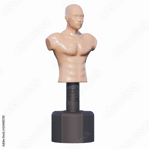 Foto BOXING DUMMY FIGHTER MANNEQUIN TRAINING PRACTICE PUNCH ISOLATED ON WHITE PLAIN B