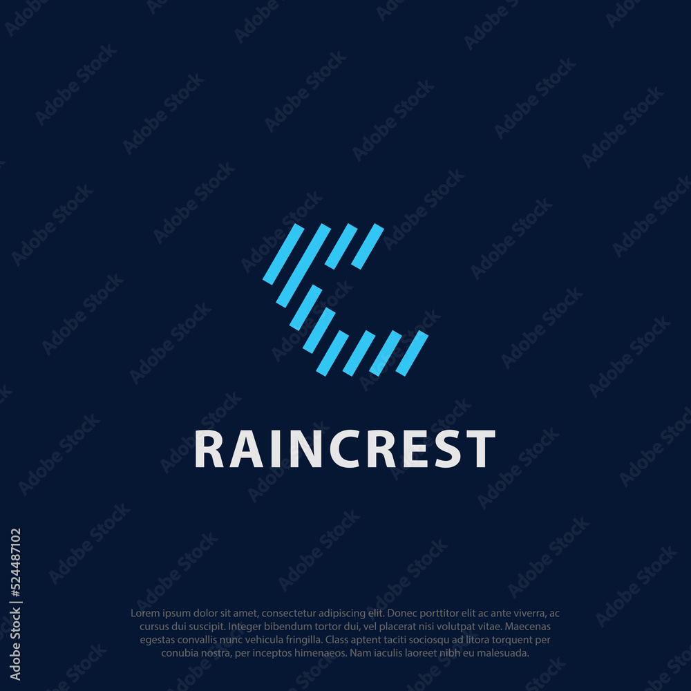 combining rain shape and letter C logo vector combining rain shape and letter C logo vector