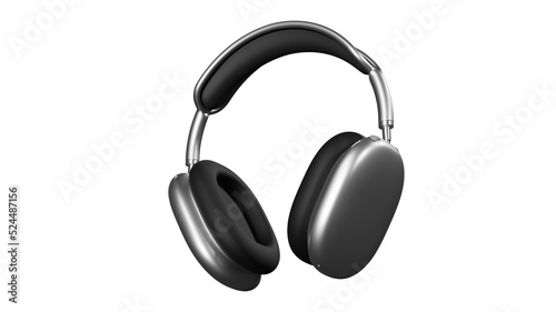 Wireless headphones isolated on a white background, 3d render. Stylish headphones. Transparent background, PNG file. photo