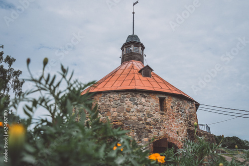 Round tower in the fortress of Korela in Russia