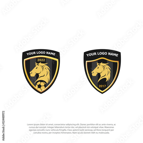 Luxury badge soccer and horse logo vector