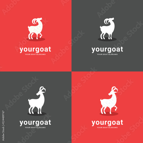 Vector Logo Illustration Goat Silhouette Style in Different Pose