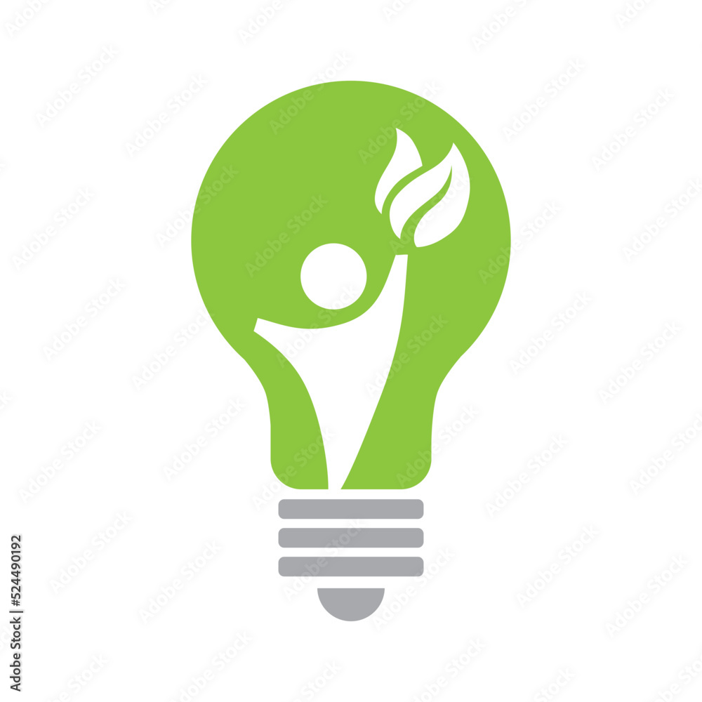 bulb with man and green leaf bulb with man and green leaf