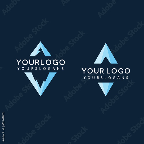 iceberg middle lettering logo vector set templates
