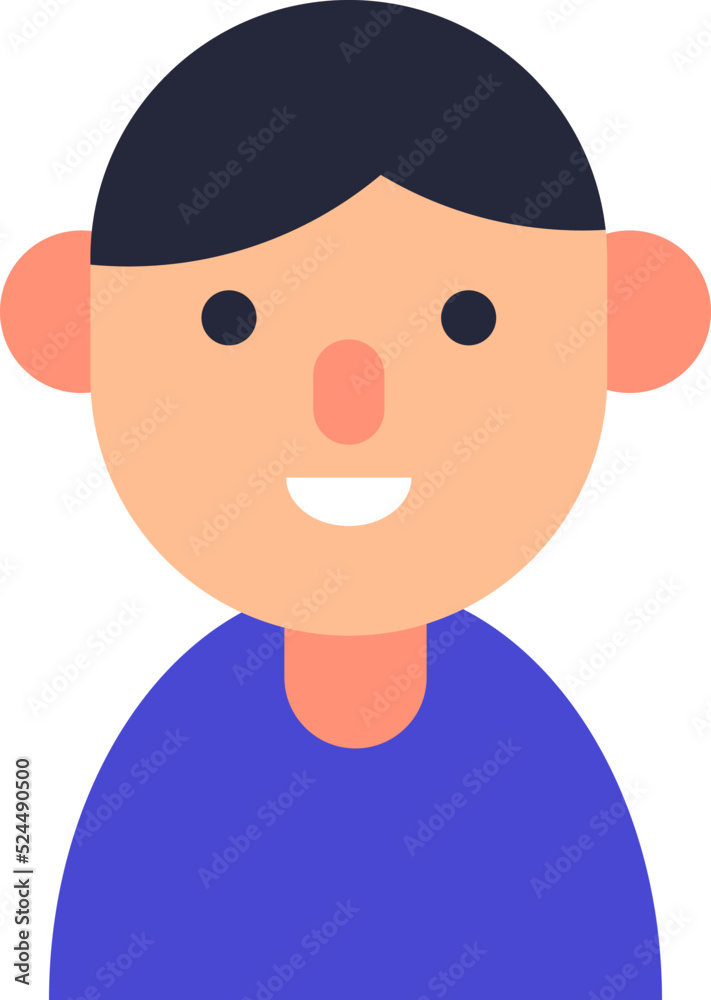 Vector flat illustration for web sites, apps, books, articles. Color illustration of boy with big ears. Flat avatar for applications