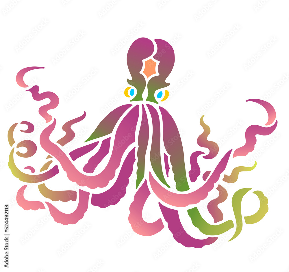 Fototapeta premium octopus stencil design