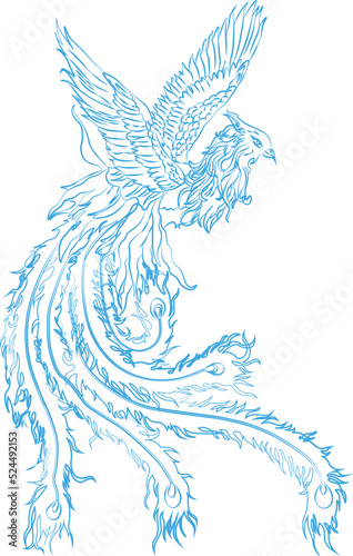 Line Art of  a Pheonix, Feathery bird, Ibong Adarna