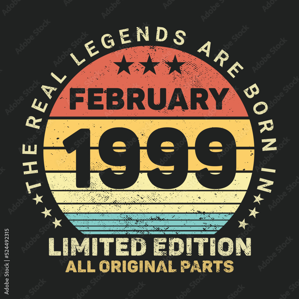 The Real Legends Are Born In February 1999, Birthday gifts for women or men, Vintage birthday shirts for wives or husbands, anniversary T-shirts for sisters or brother