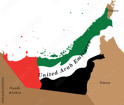 UAE country map with flag