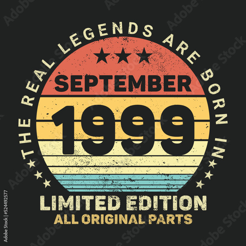 The Real Legends Are Born In September 1999, Birthday gifts for women or men, Vintage birthday shirts for wives or husbands, anniversary T-shirts for sisters or brother