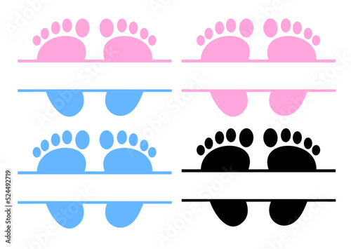 Baby Feet Name Frame, Baby Footprint, Newborn Vector