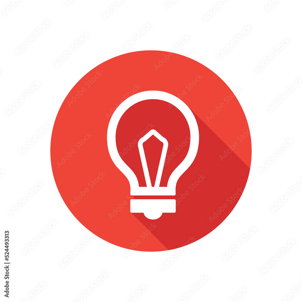 Button circle with bulb icon in red color. Vector illustration. Button circle with bulb icon in red color. Vector illustration.