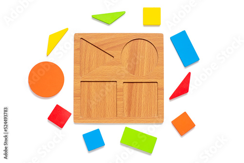 Set of shape Montessori style toys Children wooden eco friendly logic games for preschool kids Playthings for baby development. Collection of educational elements for early childhood development