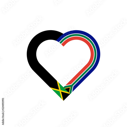 friendship concept. heart ribbon icon of jamaica and south africa flags. vector illustration isolated on white background