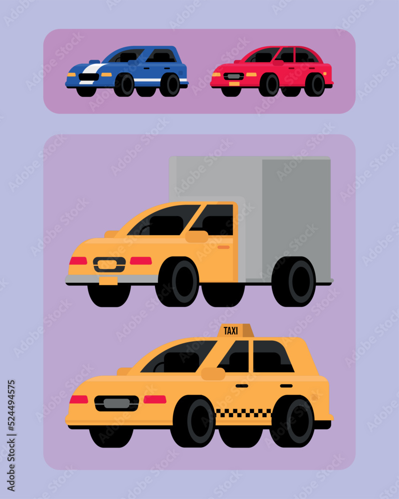 set of transport cars
