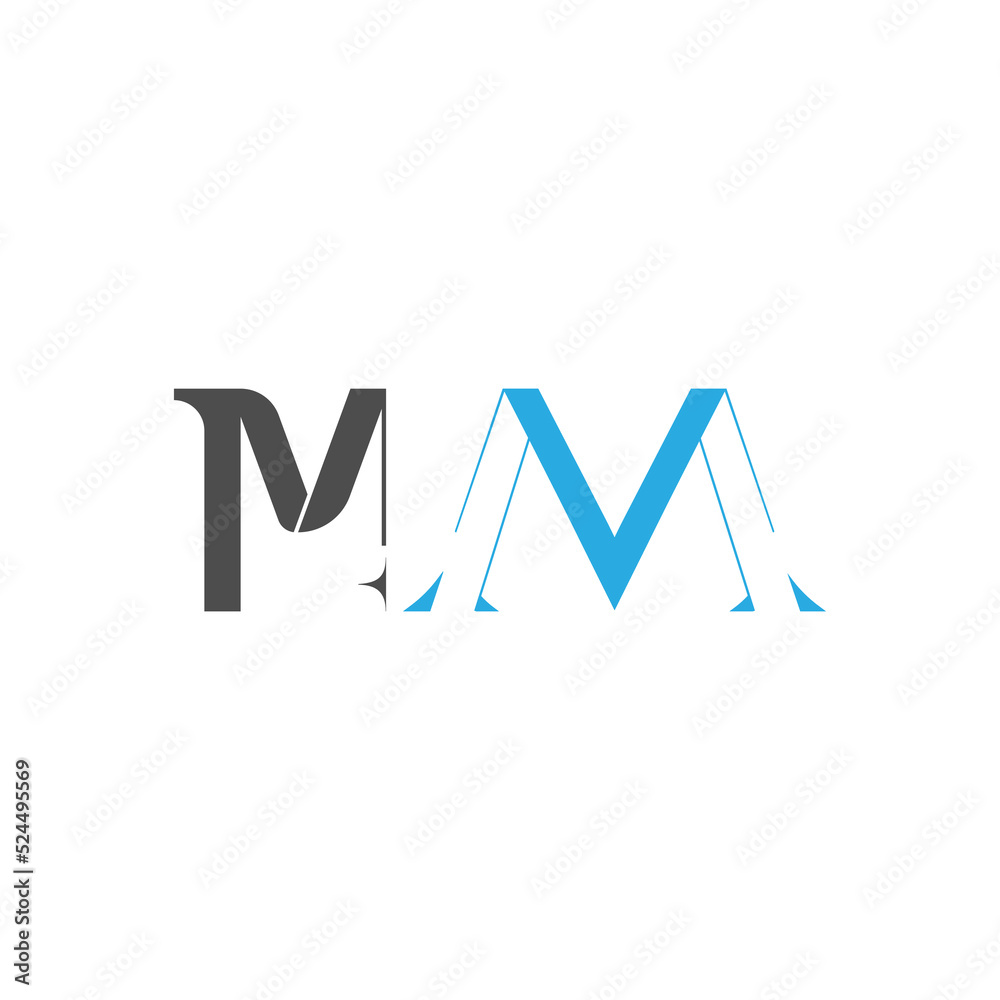 Initial MM logo designed with Letter M and M in vector Design.