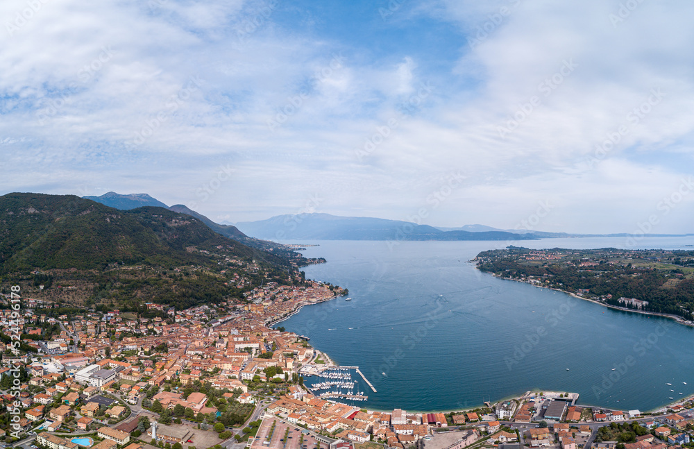 Italy, August 2022: panoramic view of Salò on Lake Garda in the province of Brescia, Lombardy