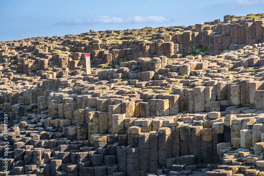 Detailed of Giant's Causeway UNESCO World Heritage Site, this an area of about 40,000 interlocking hexagonal basalt columns.