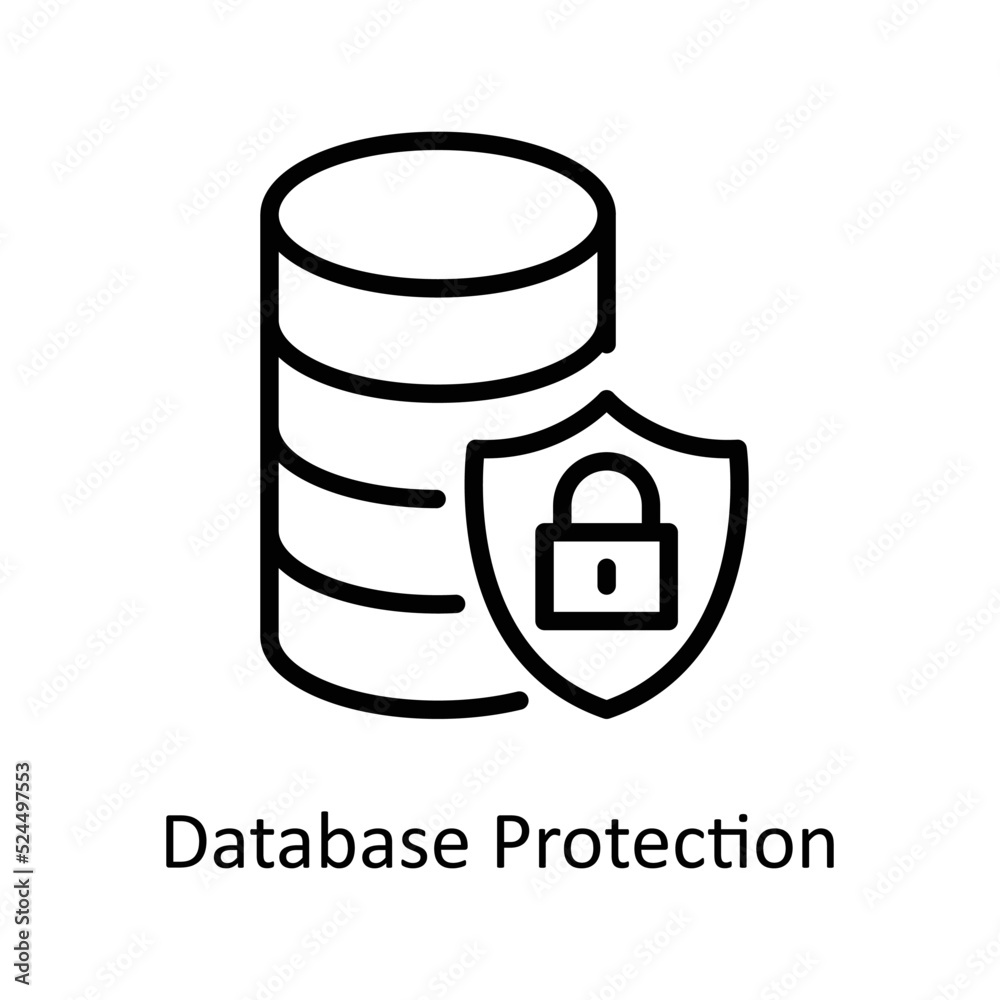 Database Protection vector Outline Icon Design illustration on White background. EPS 10 File Database Protection vector Outline Icon Design illustration on White background. EPS 10 File