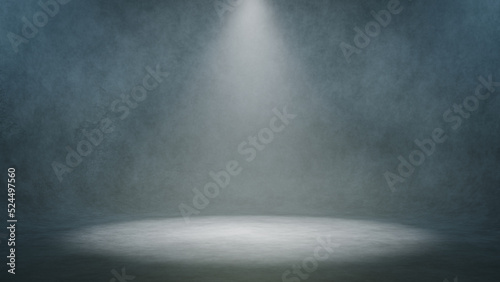 Empty showroom with atmospheric top light for product demonstration with modern background and empty space.