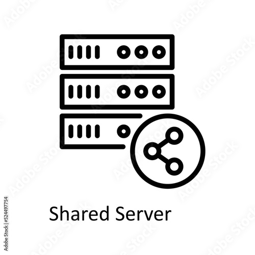 Shared Server vector Outline Icon Design illustration on White background. EPS 10 File