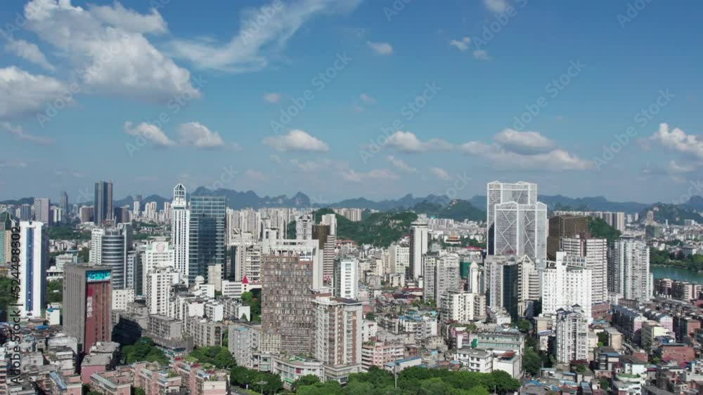 Aerial photography of Liuzhou city appearance, China Aerial photography of Liuzhou city appearance, China
