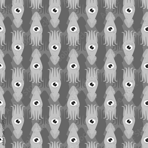 Squid pattern seamless. cephalopod marine animal background. Vector texture