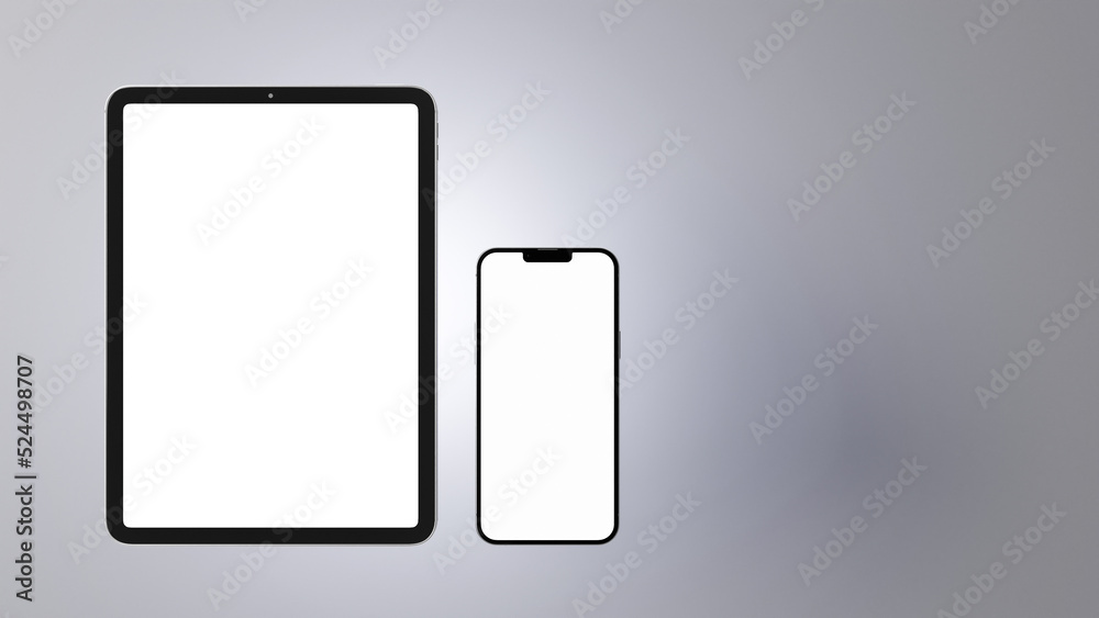Mock-up of tablet and smartphone with white screens for design app or webpage prototype. Mock-up of tablet and smartphone with white screens for design app or webpage prototype.