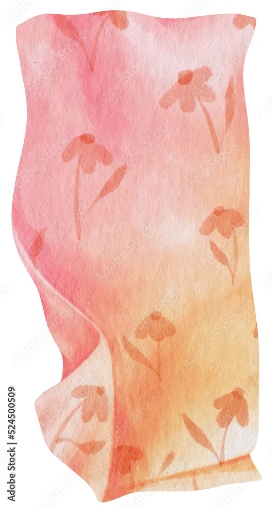 Fototapeta premium pink Beach towel picnic blanket in watercolor for summer