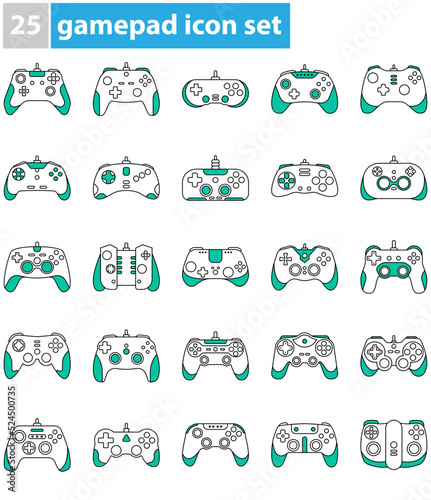 a collection of illustrations of modern game controllers for hobbies and games