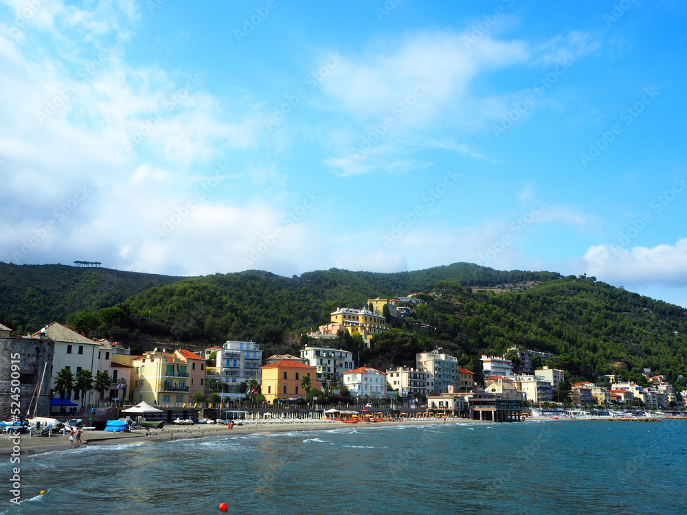 Laigueglia, Savona, Liguria, Italy - September 2019: Historical Laigueglia resort town on italian Riviera, Alassio, Liguria, Italy