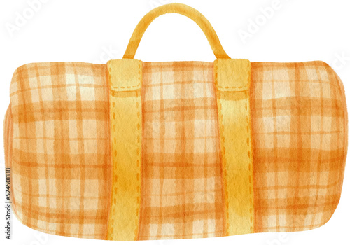 yellow Checkered Beach towel picnic blanket in watercolor